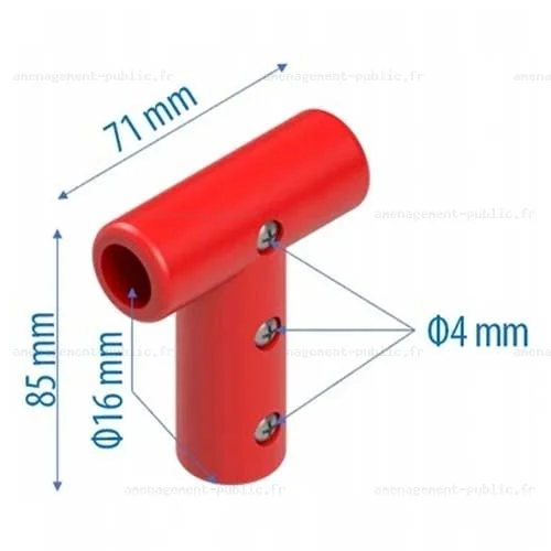 Raccordement monobloc en T pour filet d’aire de jeu